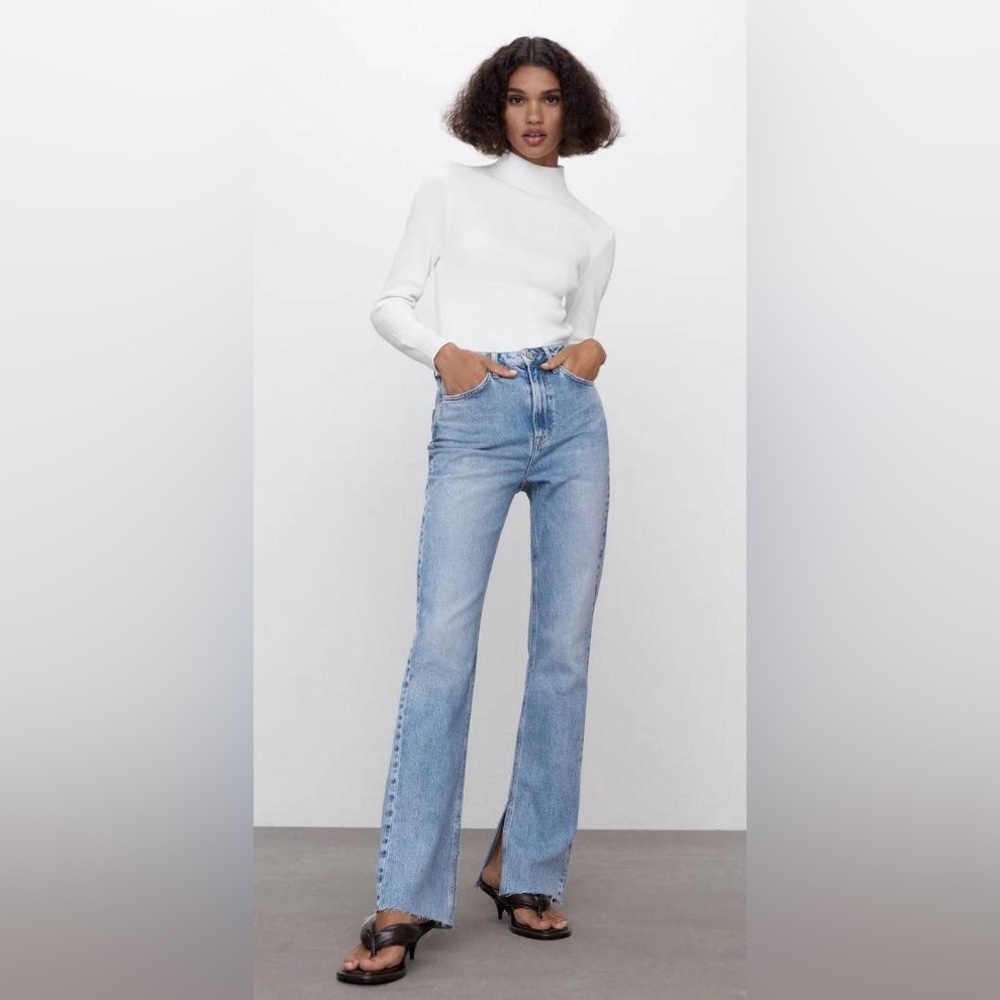 Zara ripped split leg jeans